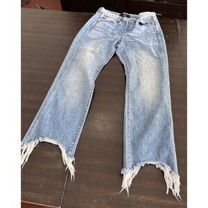 3x1 NYC Jeans Womens Size 28 Blue Byrd Shelter Austin Crop High Rise Raw Hem